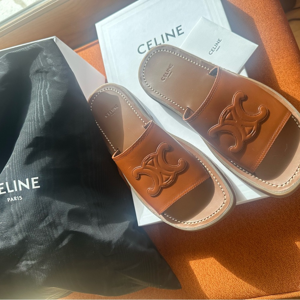 Celine Tan Leather Women’s Sandals